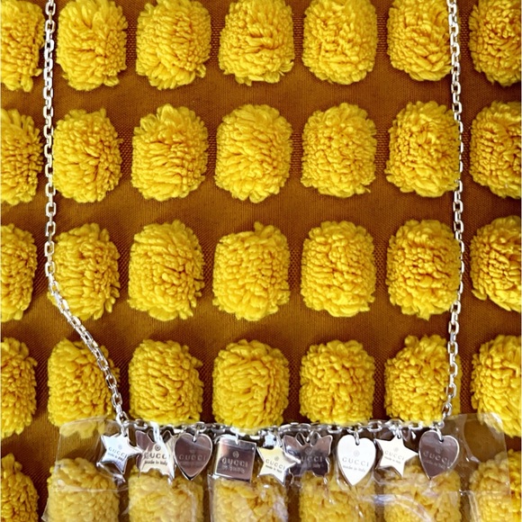 AUTHENTIC GUCCI TRADEMARK CHARM NECKLACE / BUTTERFLIES, STARS, HEARTS, SQUARES. - Picture 4 of 4